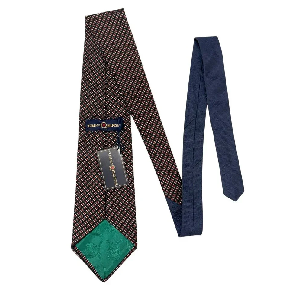 NWT Tommy Hilfiger Mens Check Pattern All Silk Neck Tie Collegiate Preppy Gift